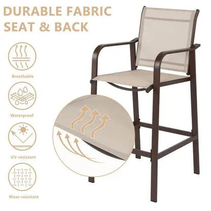 2pcs Patio Bar Stool Set with Iron Frame and Mesh Cloth - Estalios