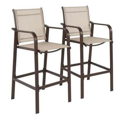 2pcs Patio Bar Stool Set with Iron Frame and Mesh Cloth - Estalios