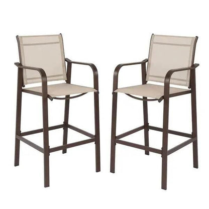 2pcs Patio Bar Stool Set with Iron Frame and Mesh Cloth - Estalios