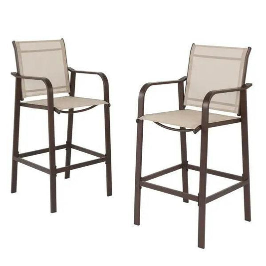 2pcs Patio Bar Stool Set with Iron Frame and Mesh Cloth - Estalios
