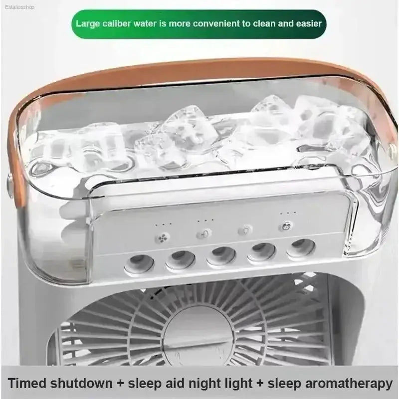 3 - in - 1 Portable Air Cooler Fan with LED Night Light for Home and Office Use - EstaliosShop