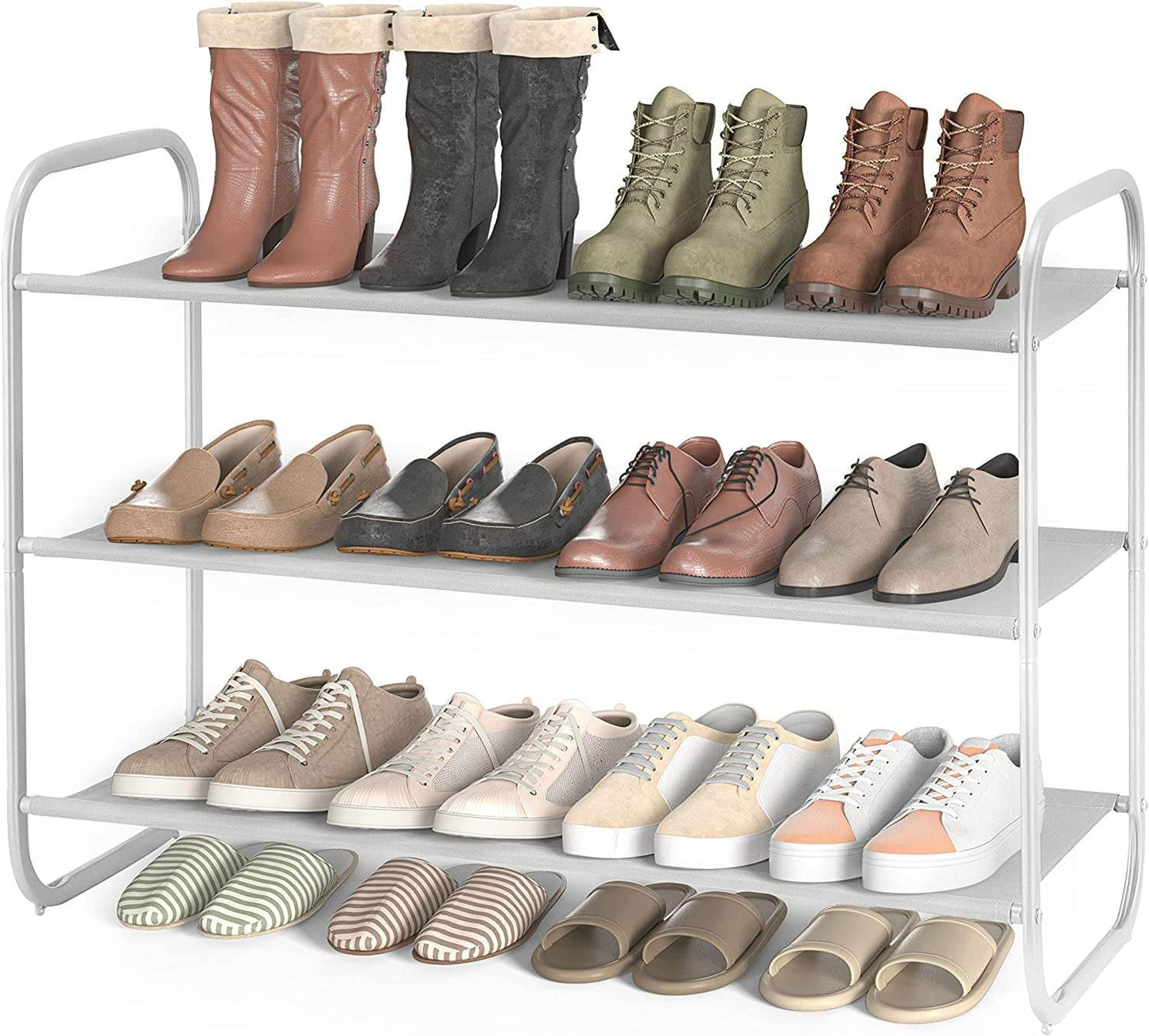 3-Tier Shoe Rack, Fabric Shoe Shelf for Easy Closet Storage - Estalios