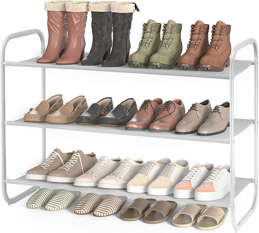 3-Tier Shoe Rack, Fabric Shoe Shelf for Easy Closet Storage - Estalios