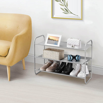 3-Tier Shoe Rack, Fabric Shoe Shelf for Easy Closet Storage - Estalios