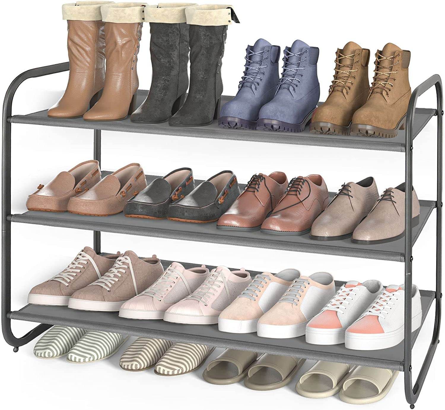 3-Tier Shoe Rack, Fabric Shoe Shelf for Easy Closet Storage - Estalios