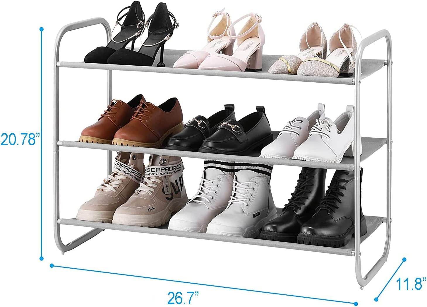 3-Tier Shoe Rack, Fabric Shoe Shelf for Easy Closet Storage - Estalios