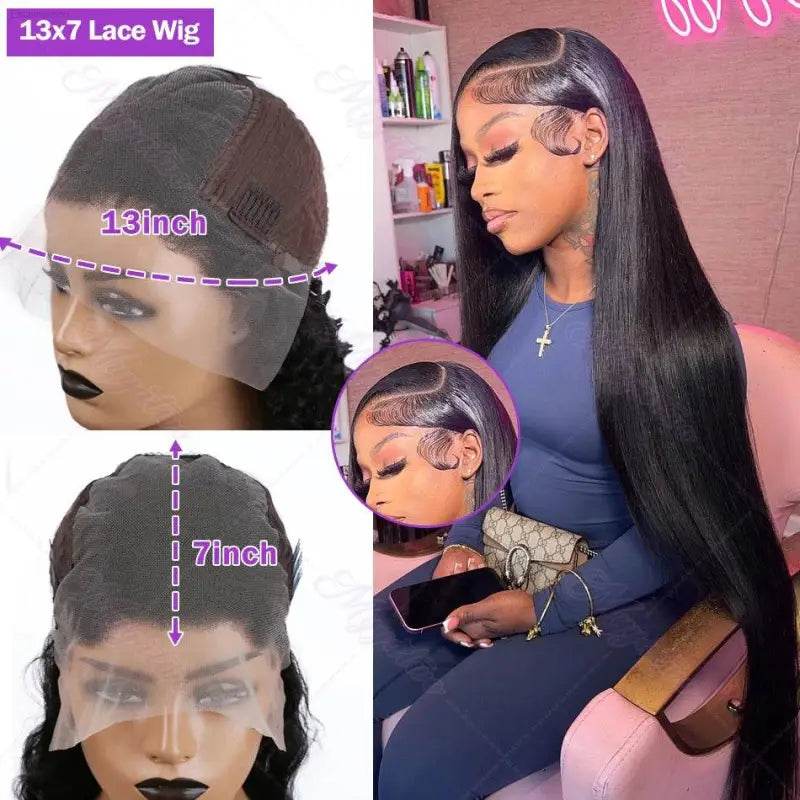30 40 Inch Bone Straight 250 Density Lace Front Wig - Estalios