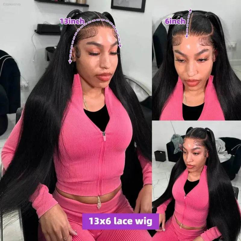 30 40 Inch Bone Straight 250 Density Lace Front Wig - Estalios