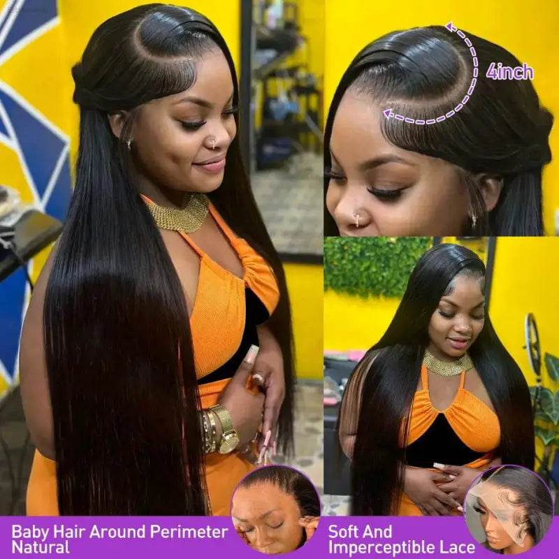 30 40 Inch Bone Straight 250 Density Lace Front Wig - Estalios
