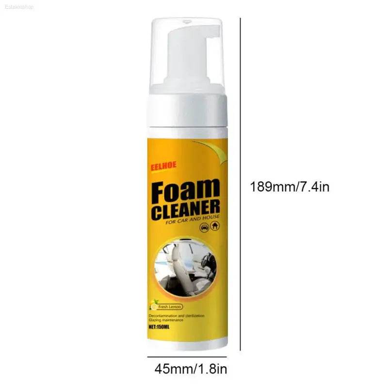 Foam cleaner in a white bottle with a pump dispenser.