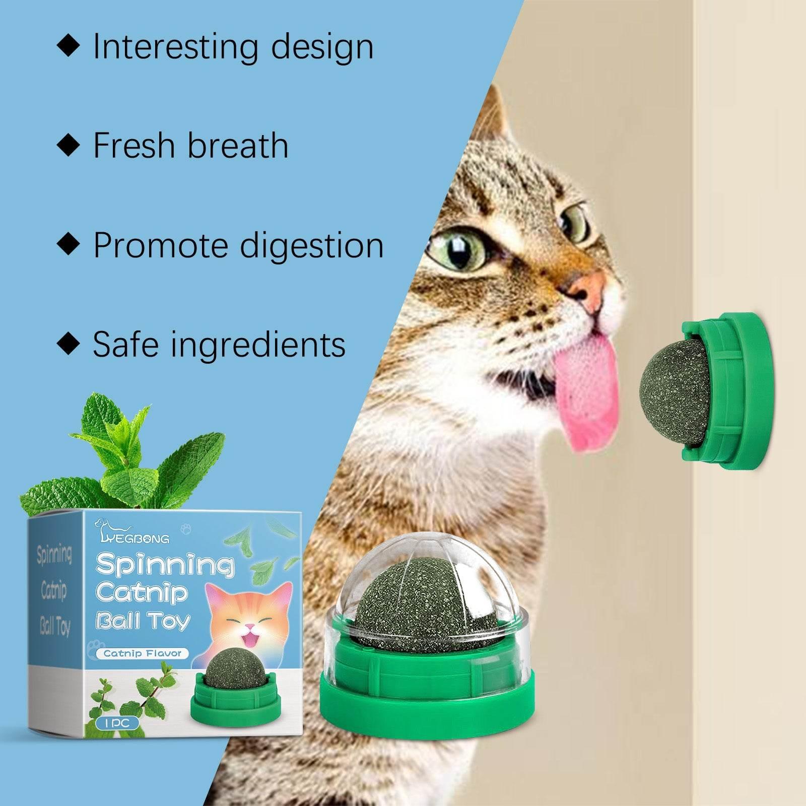 Mint-Flavored Rotating Cat Ball Toy Chew Toy for Dental Care - Estalios