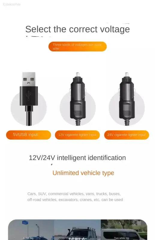 360° Adjustable Car Fan 3 Heads Electric USB 12V/24V - Estalios
