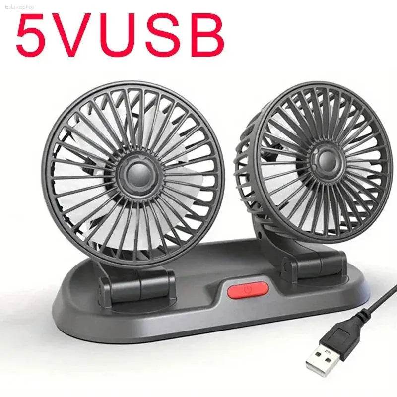 360° Adjustable Car Fan 3 Heads Electric USB 12V/24V - Estalios