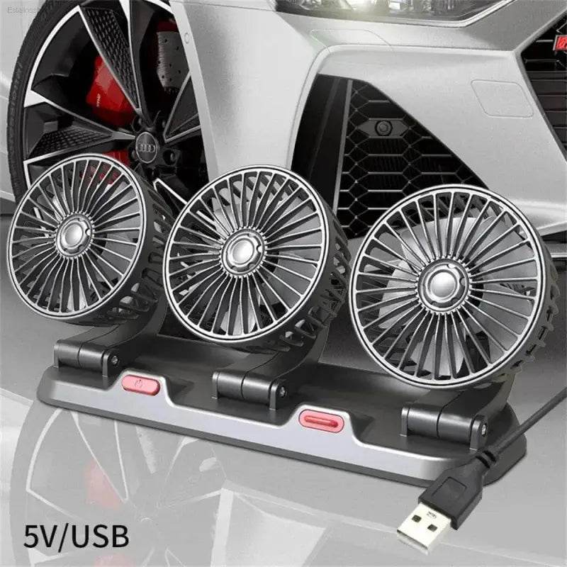 360° Adjustable Car Fan 3 Heads Electric USB 12V/24V - Estalios