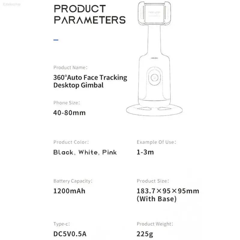 360-Degree Follow-Up Gimbal Stabilizer With AI Face Tracking - Estalios