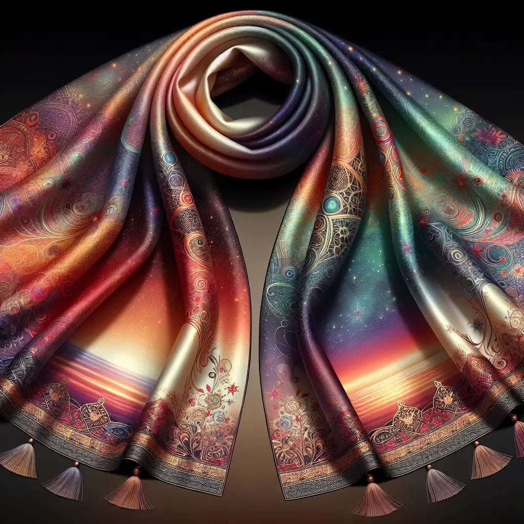 An elegant silk scarf with intricate patterns