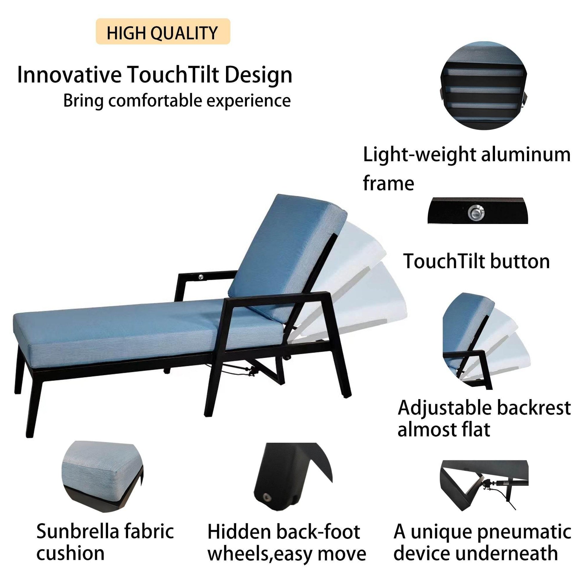 Sun Lounger Bliss: Your Blue Oasis Awaits! Relax in style with our adjustable outdoor chaise lounge, designed for ultimate comfort and relaxation. Sink into - Estalios
