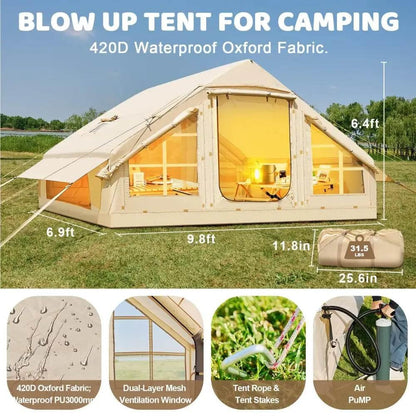 4-6 People Inflatable Tent Easy Set-Up for Camping - Estalios