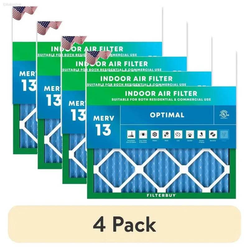 4 Pack 20x20x1 MERV 13 Pleated HVAC Air Filters Easy Install - Estalios