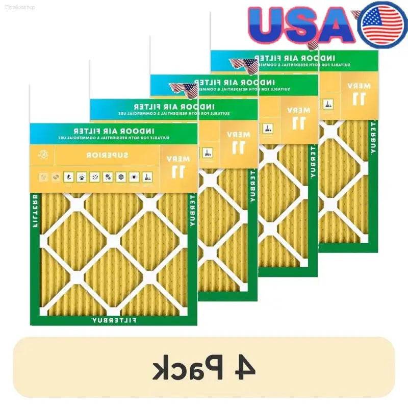 4 Pack MERV 11 Pleated HVAC Filters for Allergies and Pets - Estalios