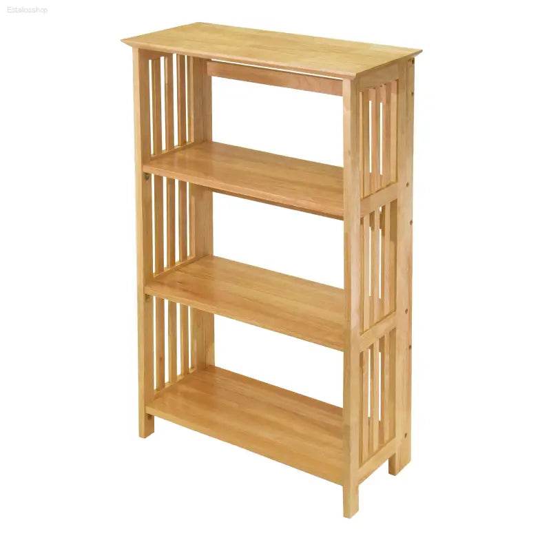4-Tier Natural Wood Shelf for Stylish Storage Solutions - Estalios