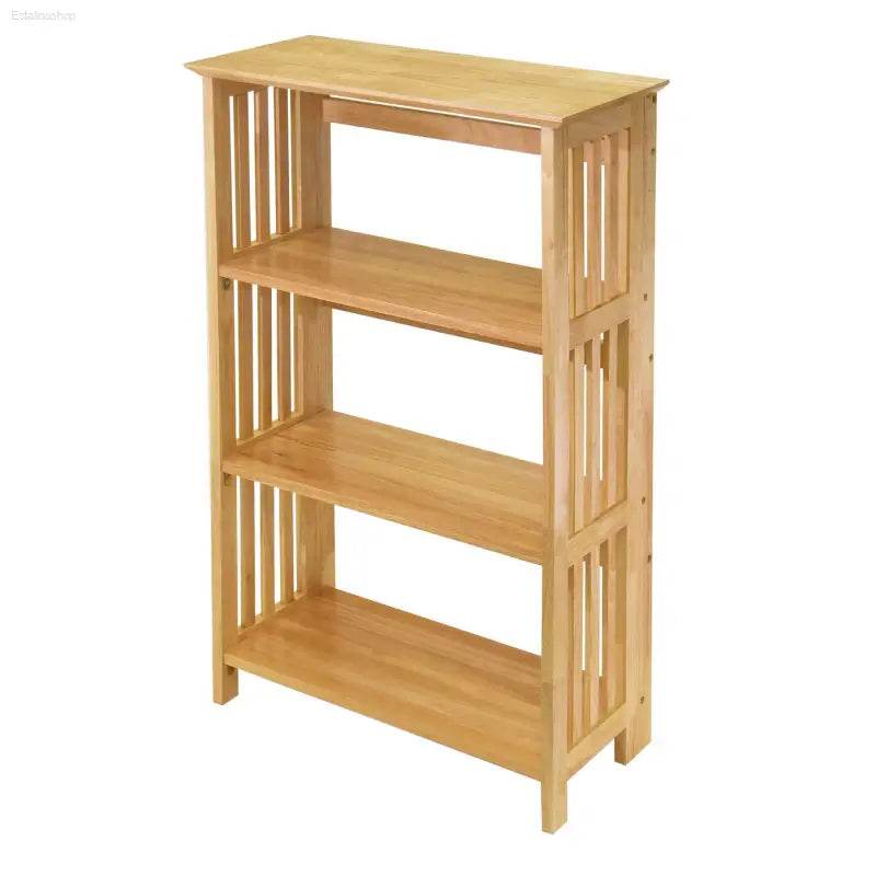 4-Tier Natural Wood Shelf for Stylish Storage Solutions - Estalios