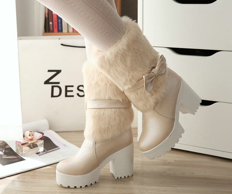 Women’s Thick Heel Snow Sweet Bow Boots