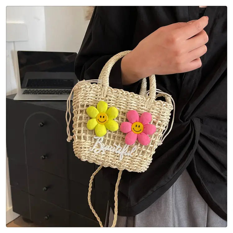 Summer Woven Bag Versatile Handheld Crossbody Hollow Beach Bag