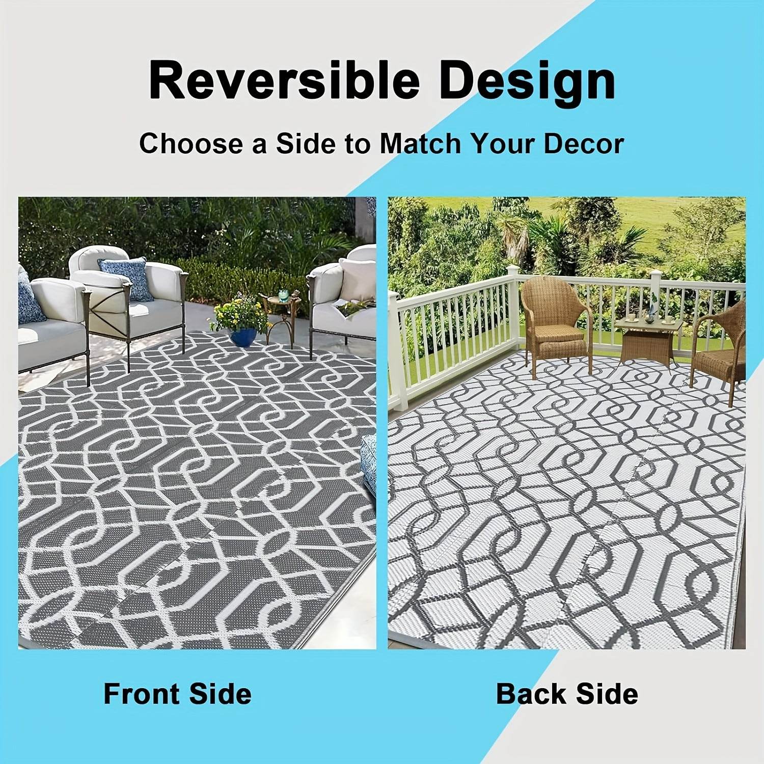 Waterproof Reversible Outdoor Rug For Patios and Camping - Estalios