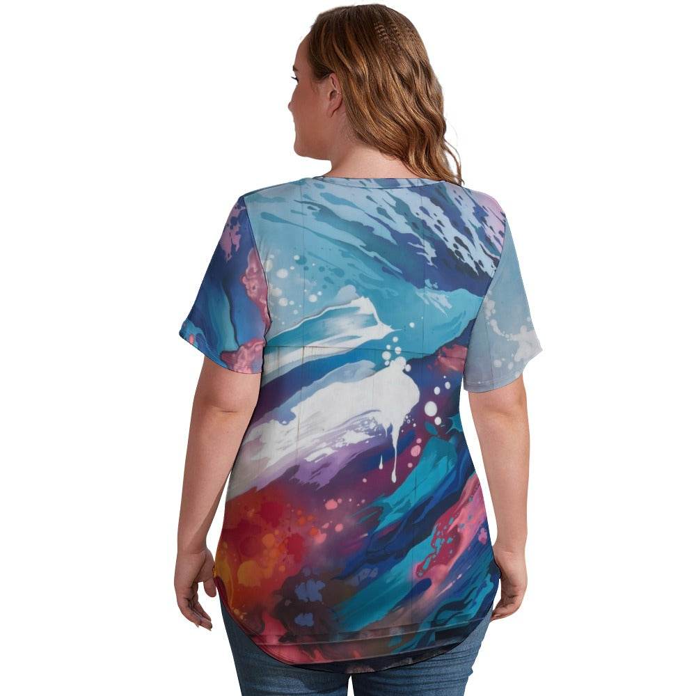 Ice Silk New V Neck Short-sleeve Women Shirt for All Seasons - Estalios