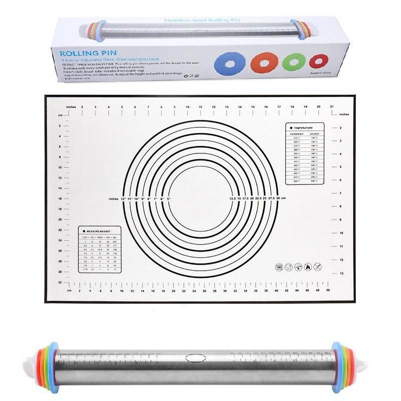 17 Inch Stainless Steel Adjustable Rolling Pin Kneading Tool - Estalios