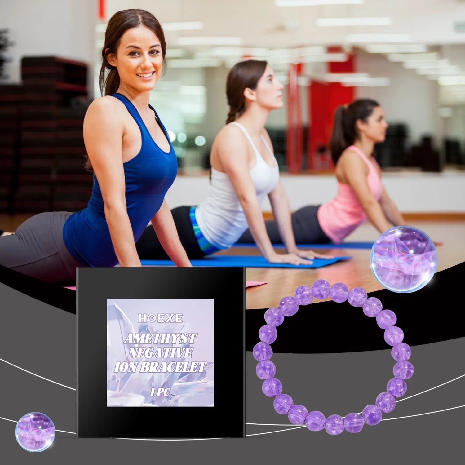 Elegant Purple Bracelet with Glass and Rabbit Hair for Health Conscious Individuals