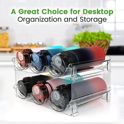 Stackable Water Bottle Organizer for Cabinet - 2 Packs - Estalios
