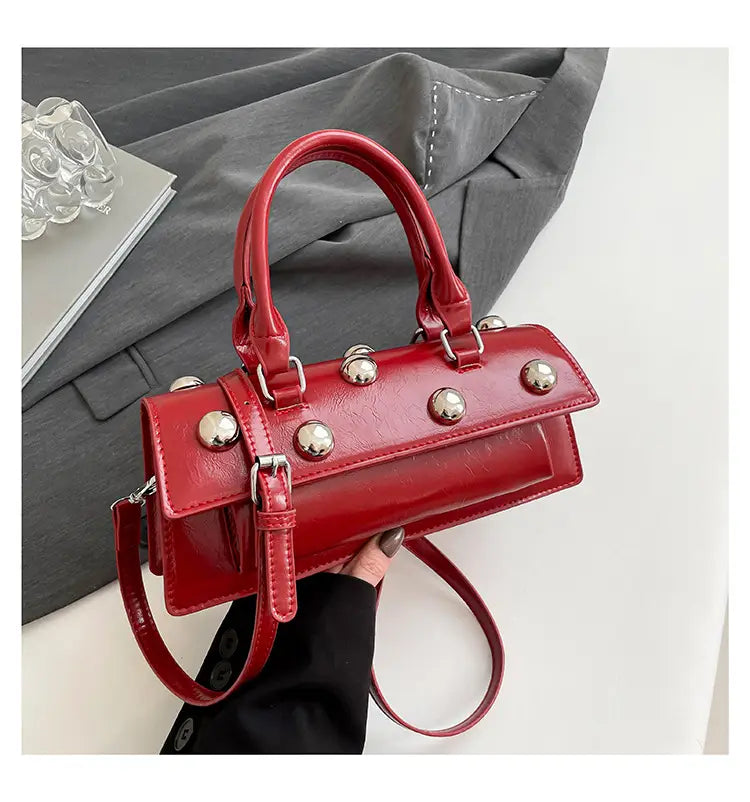 Fashion Rivet Handbag Women’s Shoulder Messenger Tote Bag