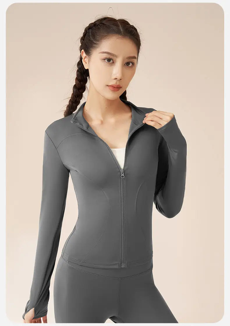 S-3XL Women’s Tracksuit Jacket Slim Fit Long Sleeved Fitness Coat Yoga Tops With Thumb Holes Gym Jacket Workout