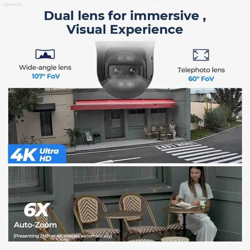 4K Dual Lens PTZ Security Camera with Auto Tracking - Estalios