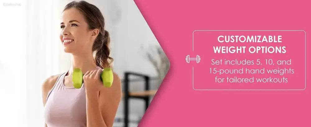 5,10, 15 Pound Neoprene Dumbbell Weight Set with Rack - Estalios
