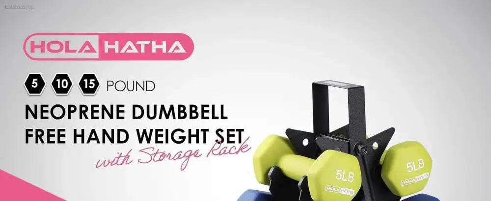 5,10, 15 Pound Neoprene Dumbbell Weight Set with Rack - Estalios