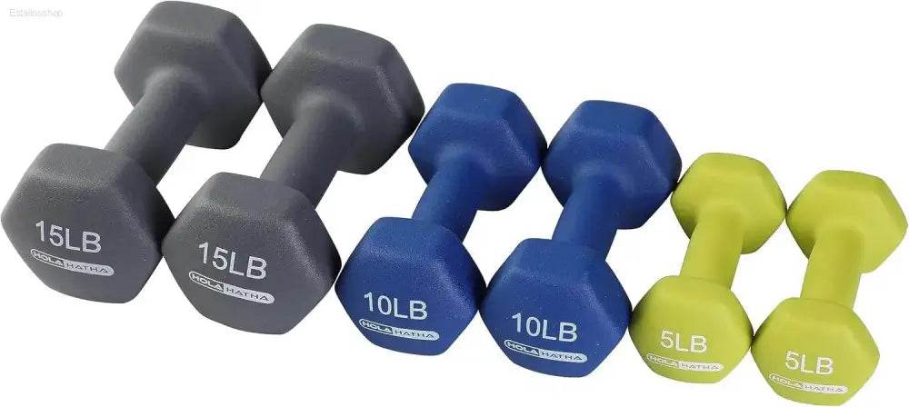 5,10, 15 Pound Neoprene Dumbbell Weight Set with Rack - Estalios
