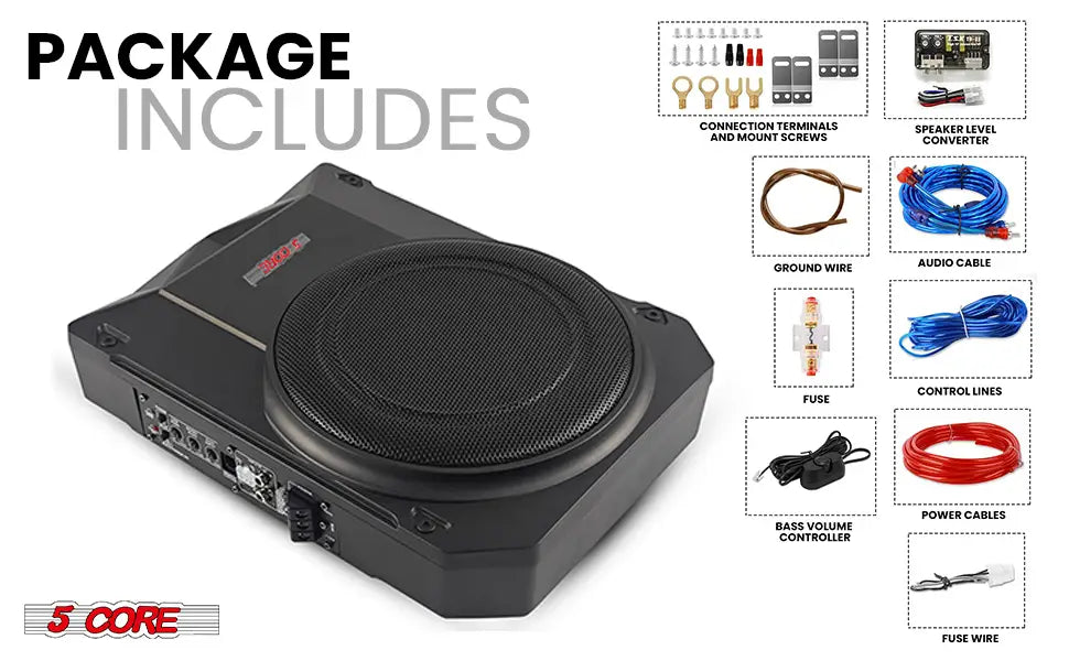 10 Inch Under Seat Car Subwoofer With Built In Amplifier