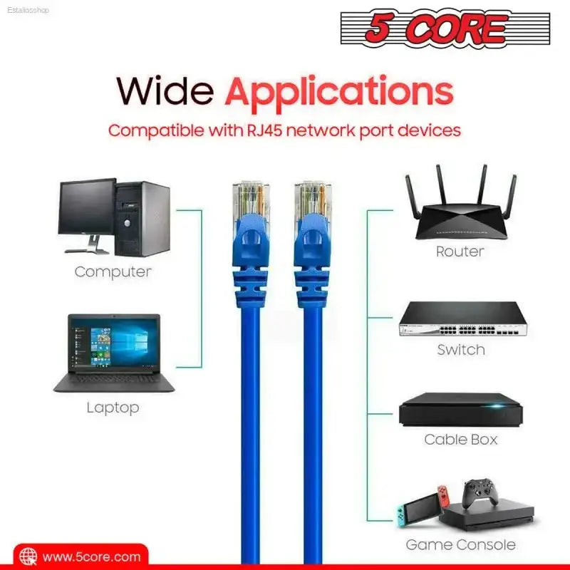 5 CORE Cat 6 Ethernet Cable with High Speed Performance for Gaming and Streaming - EstaliosShop