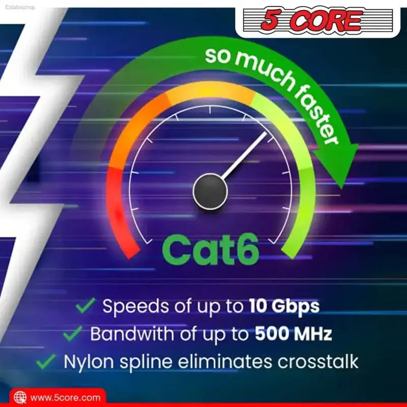 5 CORE Cat 6 Ethernet Cable with High Speed Performance for Gaming and Streaming - EstaliosShop