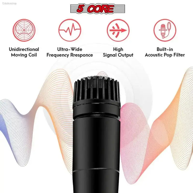 5 CORE Dynamic Vocal Microphone with Neodymium Cardioid Technology for Singing and Karaoke Enthusiasts - EstaliosShop
