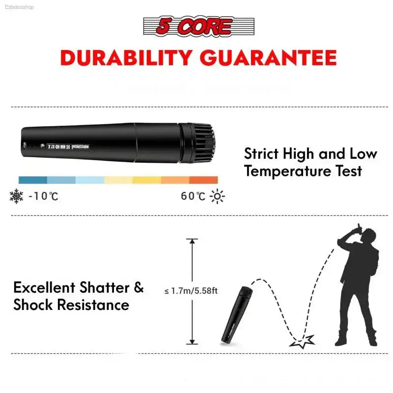 5 CORE Dynamic Vocal Microphone with Neodymium Cardioid Technology for Singing and Karaoke Enthusiasts - EstaliosShop