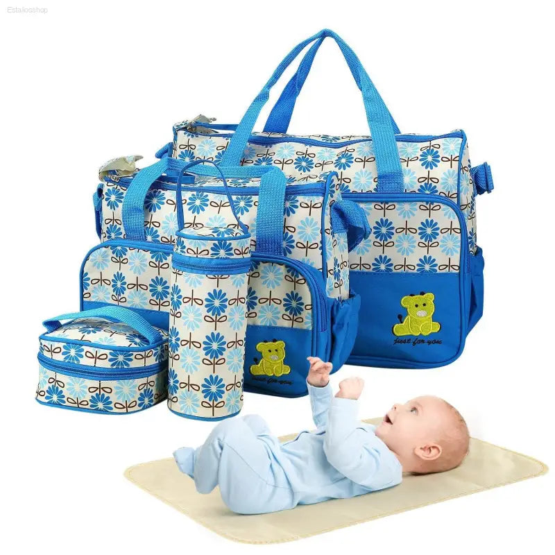 5 Piece Baby Diaper Bag Set with Insulated Pockets - Estalios