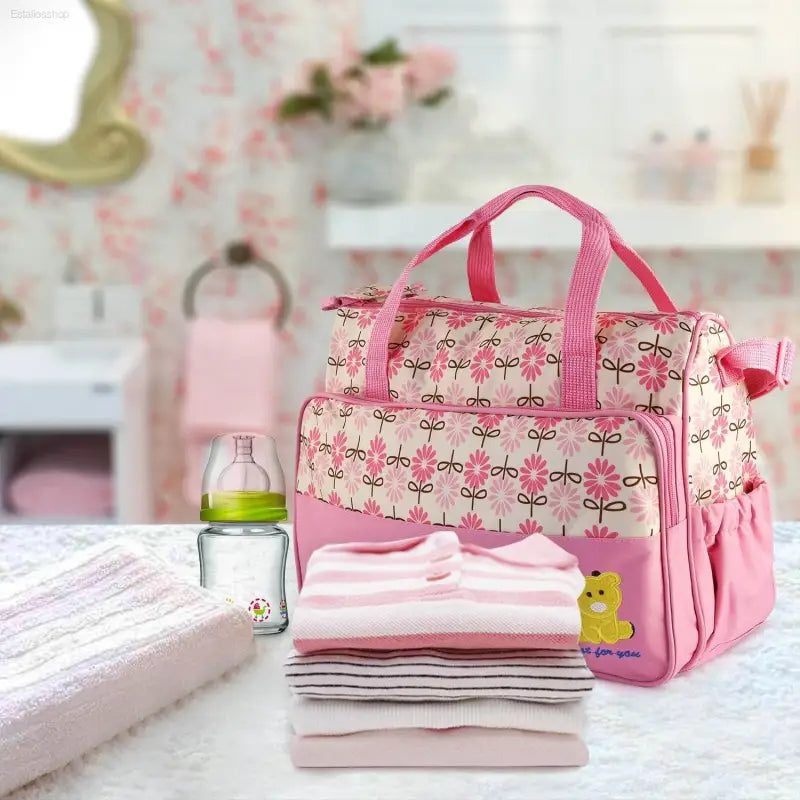 5 Piece Baby Diaper Bag Set with Insulated Pockets - Estalios