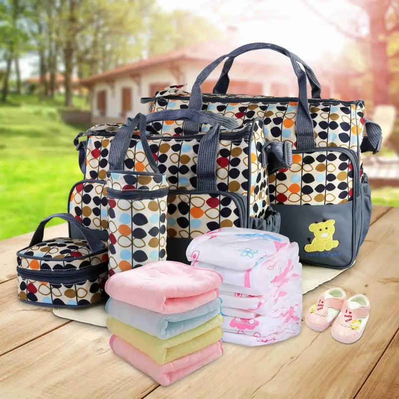 5 Piece Baby Diaper Bag Set with Insulated Pockets - Estalios
