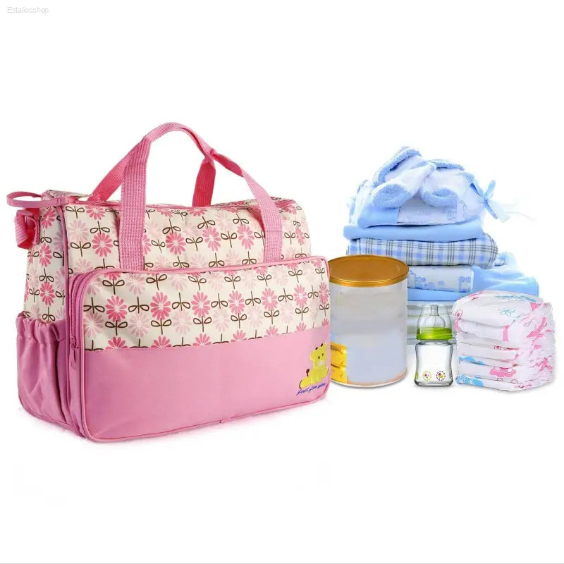 5 Piece Baby Diaper Bag Set with Insulated Pockets - Estalios