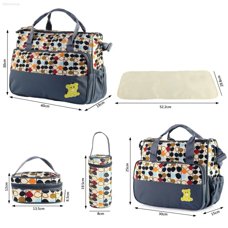 5 Piece Baby Diaper Bag Set with Insulated Pockets - Estalios