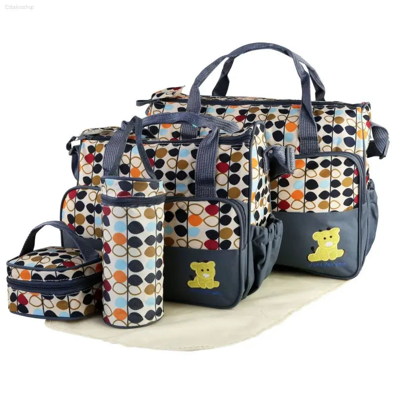 5 Piece Baby Diaper Bag Set with Insulated Pockets - Estalios